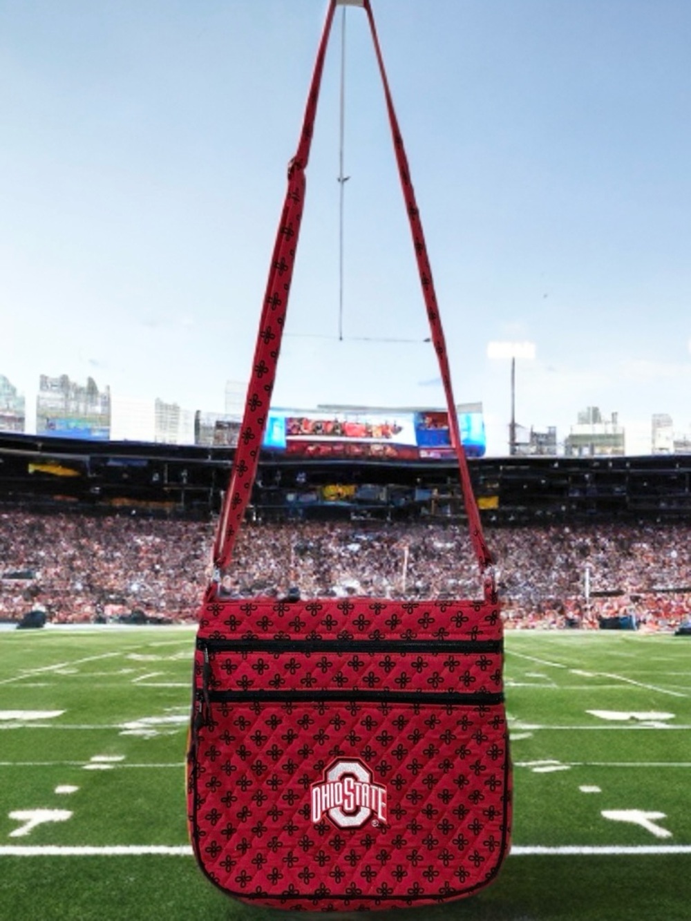 Vera Bradley Ohio State Buckeyes Triple Zip Hipster Bag Purse Crossbody NWOT